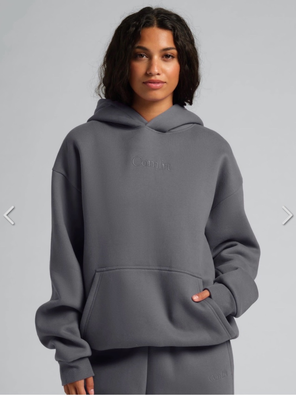 Women's Relaxed Gray Hoodie with Embroidered Detail